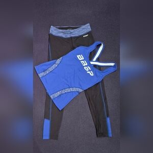 *NWOT*Bebe Sport 2-PC Cobalt Blue/Charcoal Tank Top & Leggings - XS/Petites.